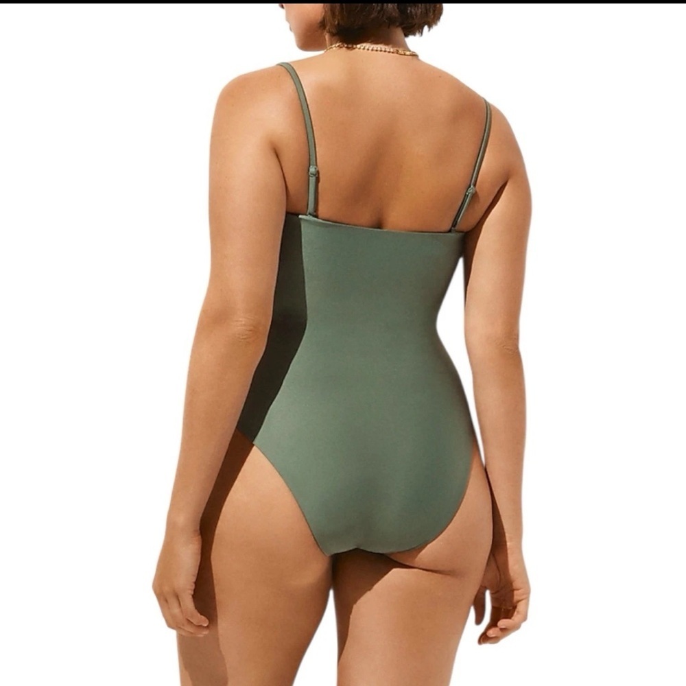 J Crew Gemma bandeau one piece swimsuit Classic Sculpt Green bathing suit 16 new - Picture 3 of 13